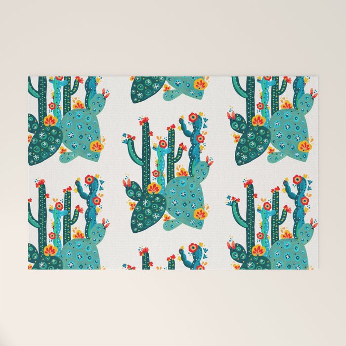 Cactus Garden Acrylic - Teal Welcome Mat Gallery Image 1