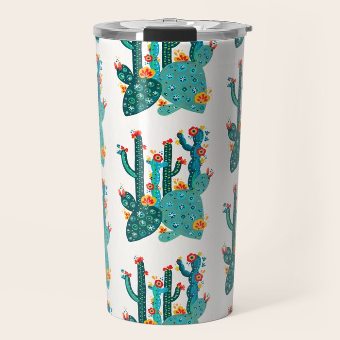 Cactus Garden Acrylic - Teal Travel Mug Gallery Image 1
