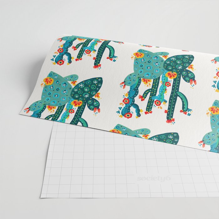 Cactus Garden Acrylic - Teal Wrapping Paper Gallery Image 2