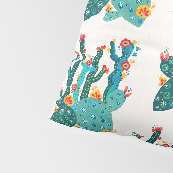 Cactus Garden Acrylic - Teal Pillow Sham Gallery Image 4