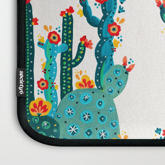 Cactus Garden Acrylic - Teal Laptop Sleeve Gallery Image 3