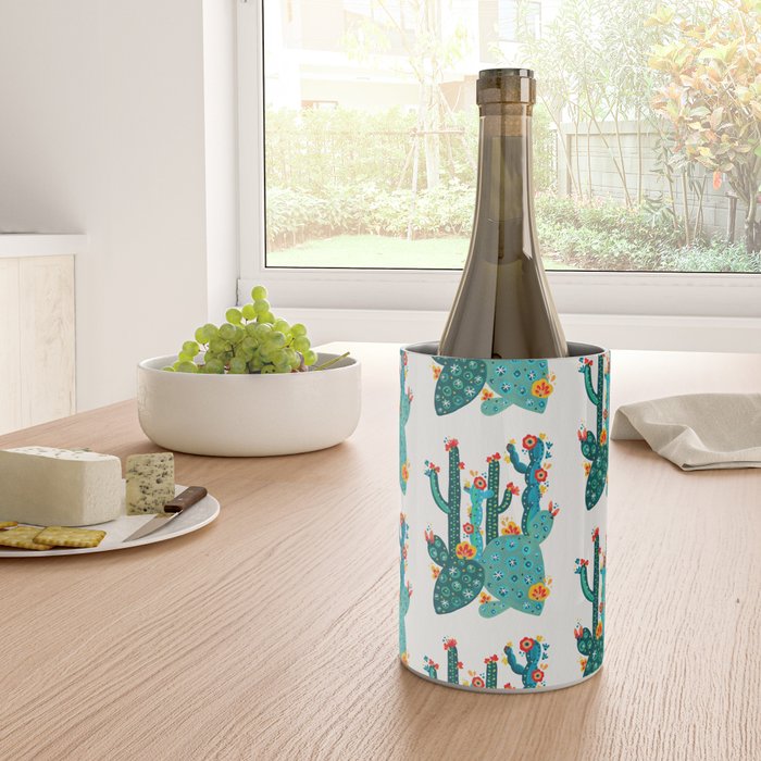 Cactus Garden Acrylic - Teal Wine Chiller Gallery Image 4