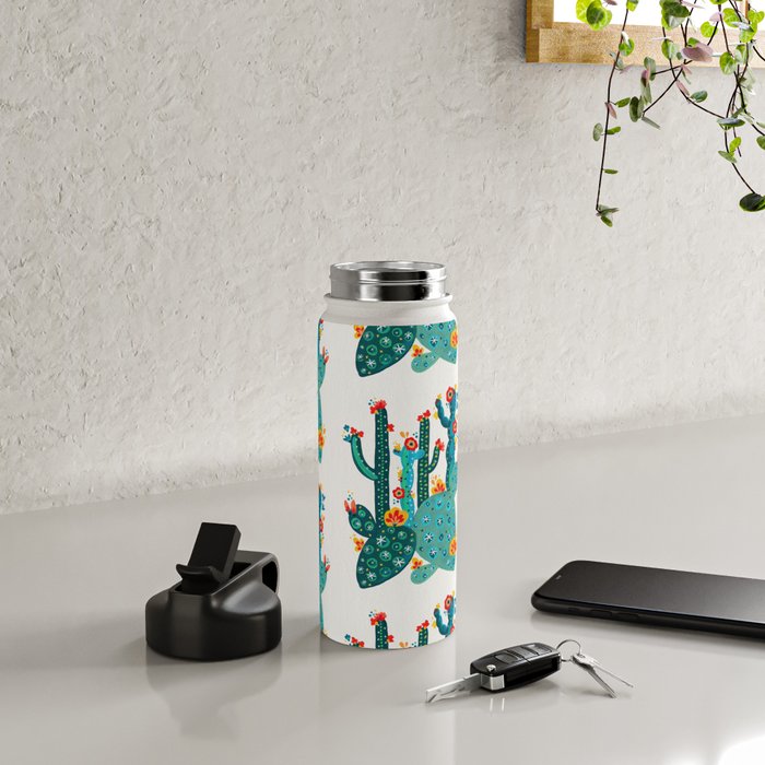 Cactus Garden Acrylic - Teal Water Bottle Gallery Image 4