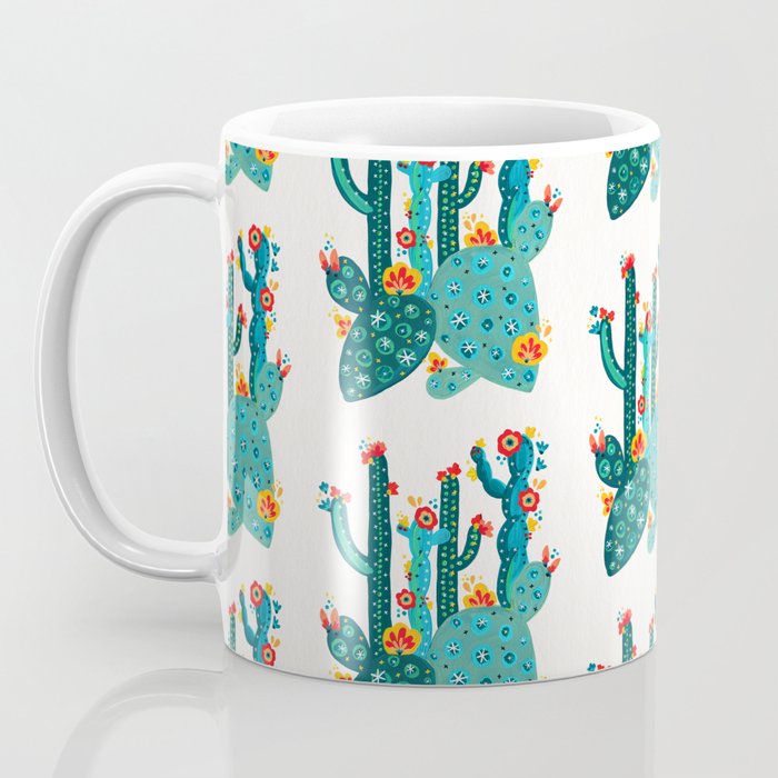Cactus Garden Acrylic - Teal Coffee Mug Gallery Image 3