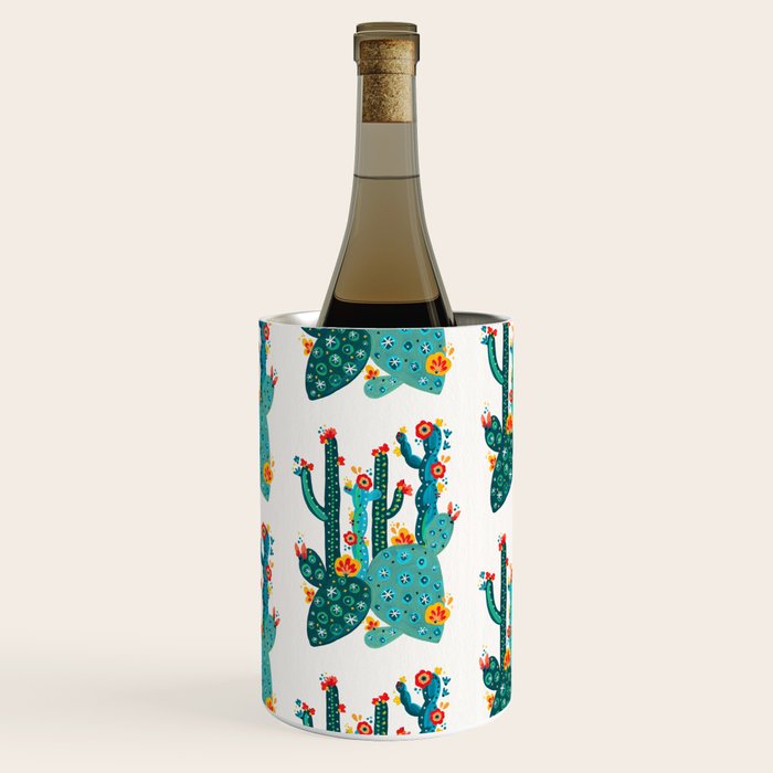 Cactus Garden Acrylic - Teal Wine Chiller Gallery Image 1