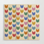 Spring Tulips IX Bright Rainbow Mid Century Flowers Wood Wall Art Gallery Image 1