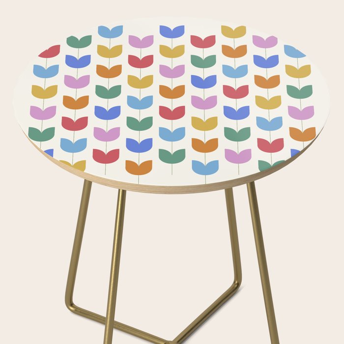 Spring Tulips IX Bright Rainbow Mid Century Flowers Side Table Gallery Image 2