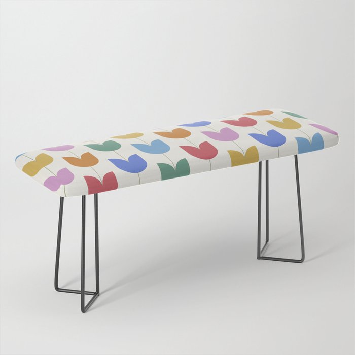 Spring Tulips IX Bright Rainbow Mid Century Flowers Bench Gallery Image 1
