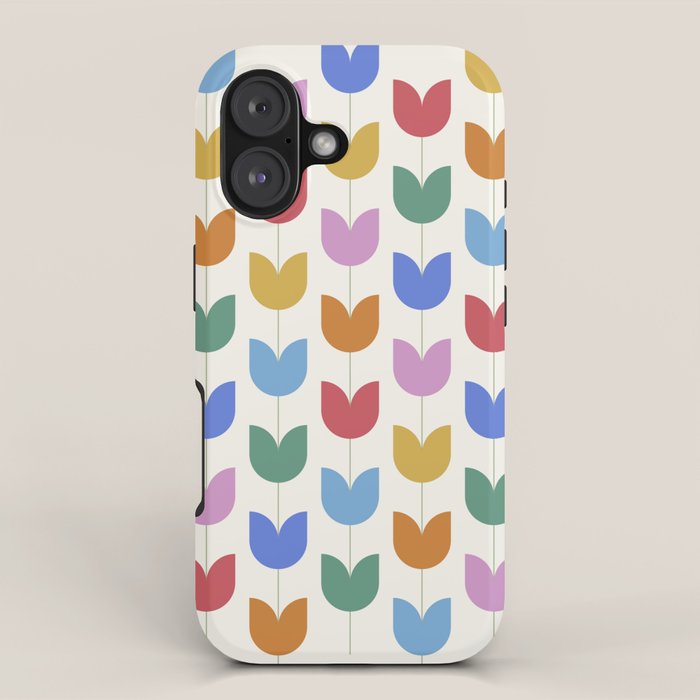 Spring Tulips IX Bright Rainbow Mid Century Flowers iPhone Case Gallery Image 1