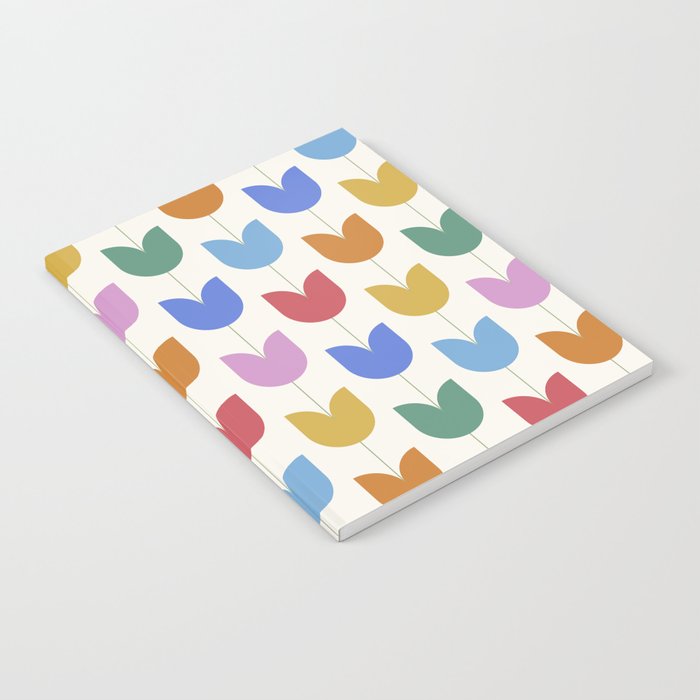 Spring Tulips IX Bright Rainbow Mid Century Flowers Notebook Gallery Image 1