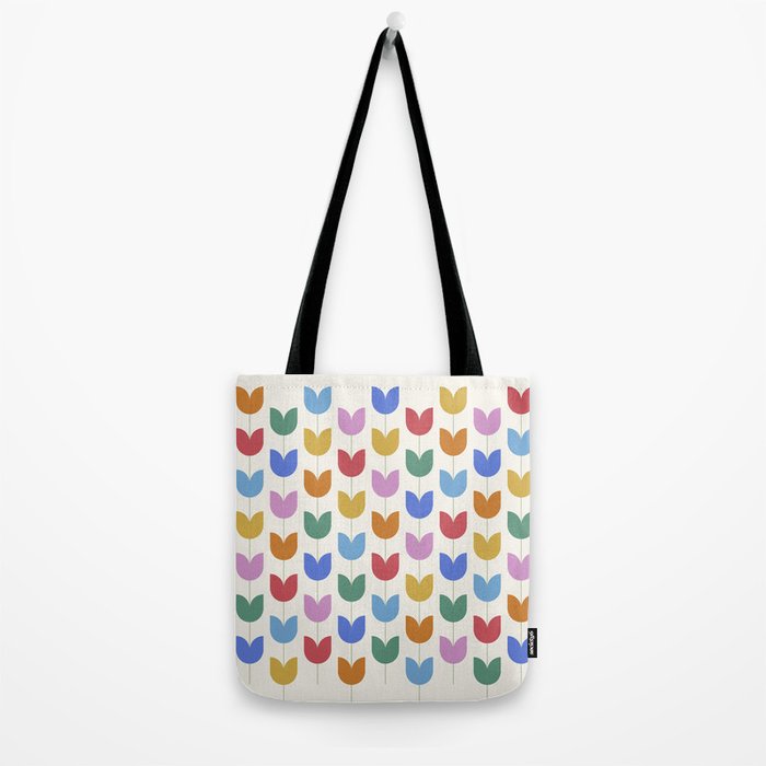 Spring Tulips IX Bright Rainbow Mid Century Flowers Tote Bag Gallery Image 2