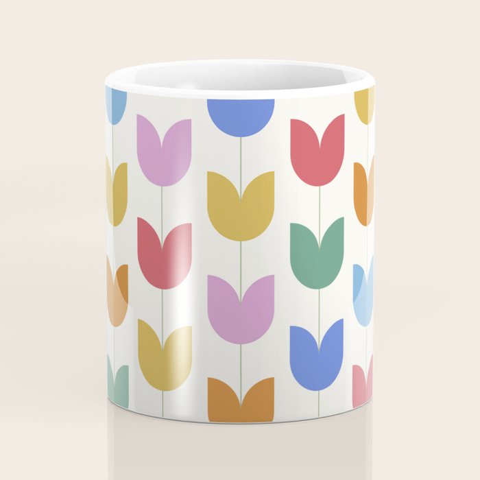 Spring Tulips IX Bright Rainbow Mid Century Flowers Coffee Mug Gallery Image 4