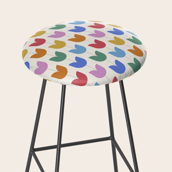 Spring Tulips IX Bright Rainbow Mid Century Flowers Stool Gallery Image 2
