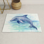 Dolphin Watercolor Sea Creature Animal Rug Gallery Image 1