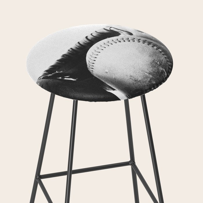 Old retro baseball monochrome ball and glove Stool Gallery Image 2