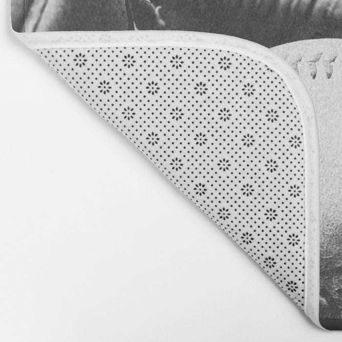 Old retro baseball monochrome ball and glove Bath Mat Gallery Image 2