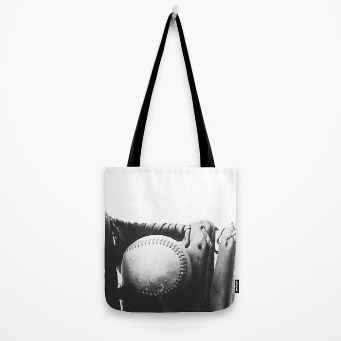 Old retro baseball monochrome ball and glove Tote Bag Gallery Image 2