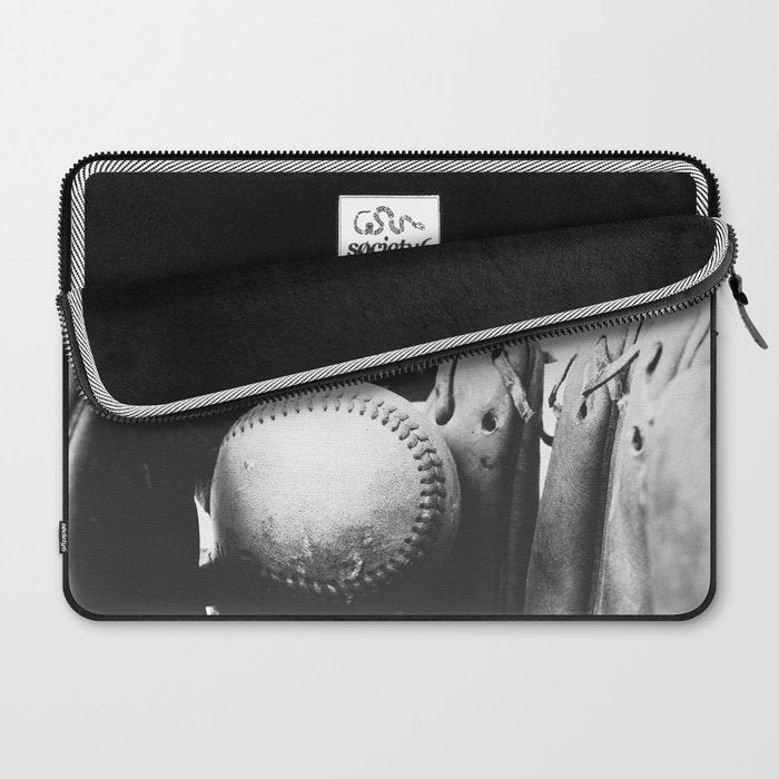 Old retro baseball monochrome ball and glove Laptop Sleeve Gallery Image 2
