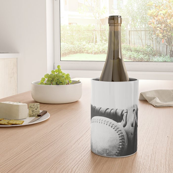 Old retro baseball monochrome ball and glove Wine Chiller Gallery Image 4