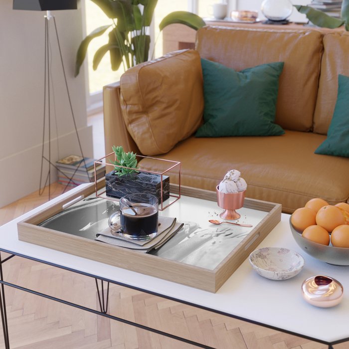 Old retro baseball monochrome ball and glove Serving Tray Gallery Image 2