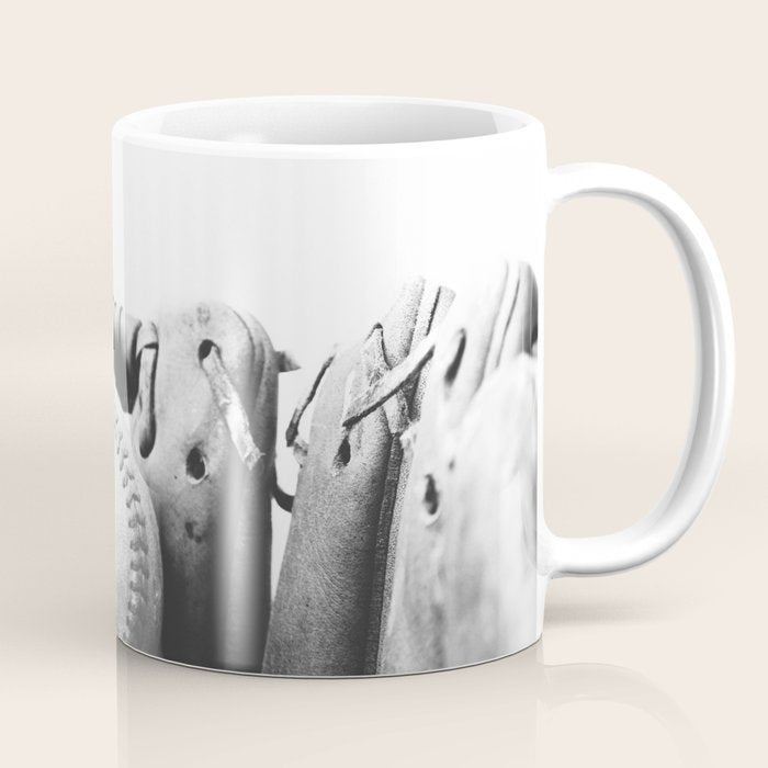 Old retro baseball monochrome ball and glove Coffee Mug Gallery Image 1