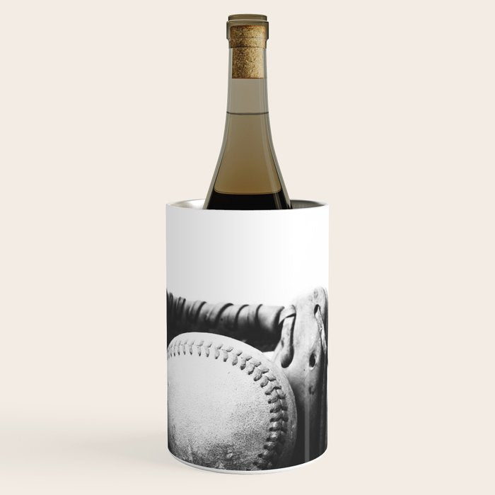 Old retro baseball monochrome ball and glove Wine Chiller Gallery Image 1