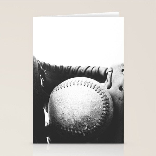 Old retro baseball monochrome ball and glove Stationery Card Gallery Image 2