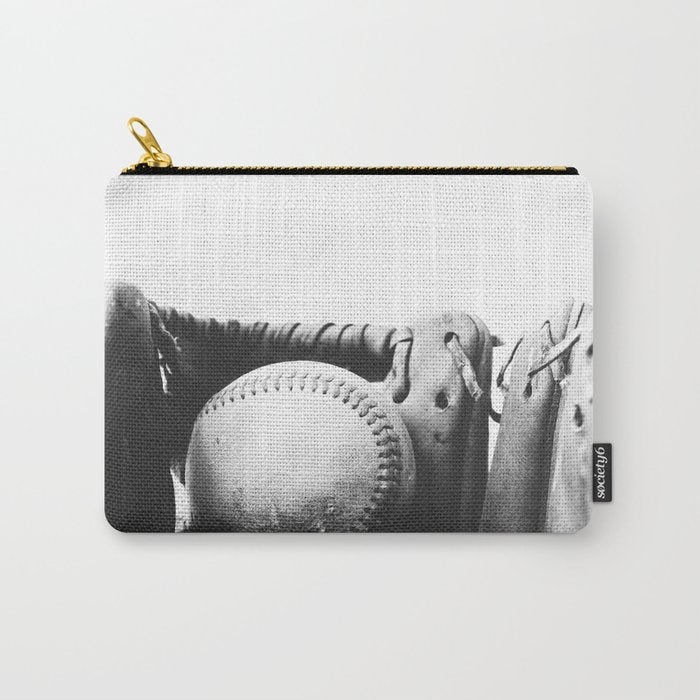 Old retro baseball monochrome ball and glove Carry All Pouch Gallery Image 1
