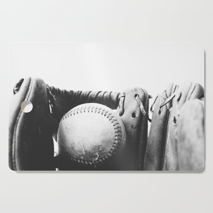 Old retro baseball monochrome ball and glove Cutting Board Gallery Image 1