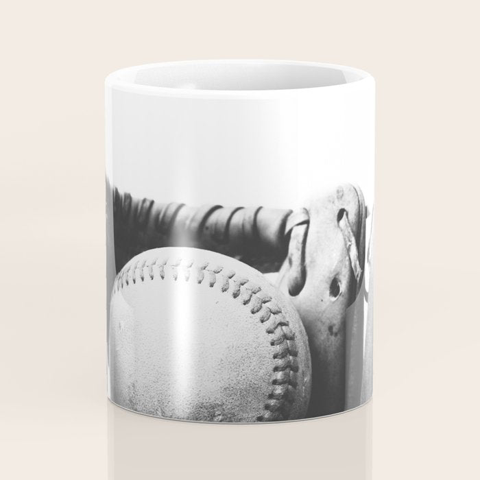 Old retro baseball monochrome ball and glove Coffee Mug Gallery Image 4