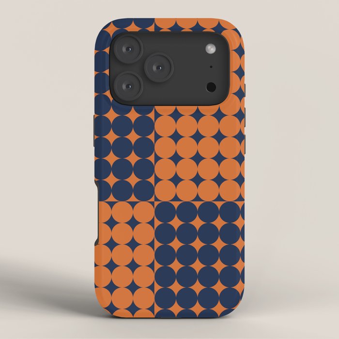 Abstraction Shapes 30 in vintage Orange and Navy Blue iPhone Case Gallery Image 3