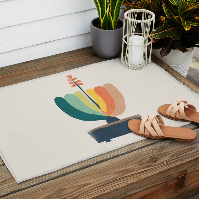 Whimsical aloe plicatilis succulent plant Outdoor Rug Gallery Image 2