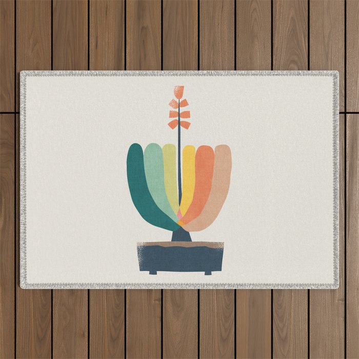 Whimsical aloe plicatilis succulent plant Outdoor Rug Gallery Image 1