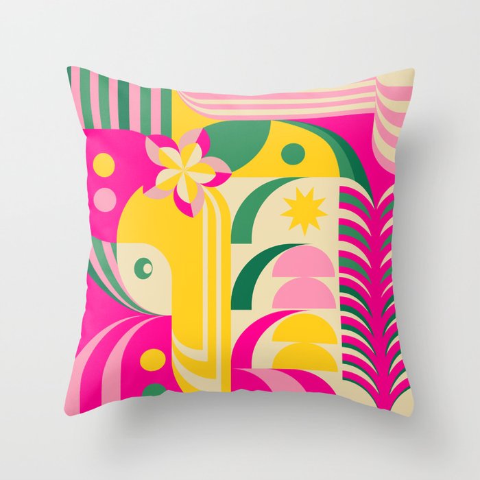 Girl in Tropical Island Throw Pillow Gallery Image 6