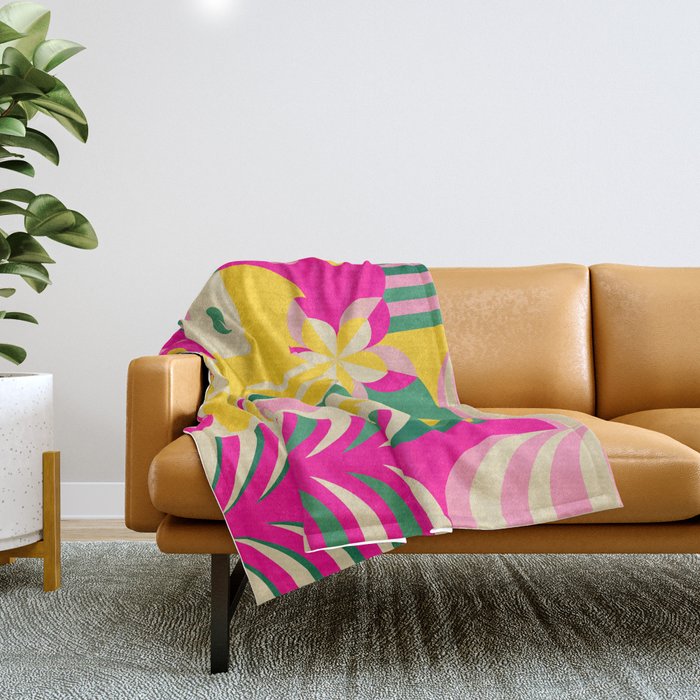 Girl in Tropical Island Throw Blanket Gallery Image 1