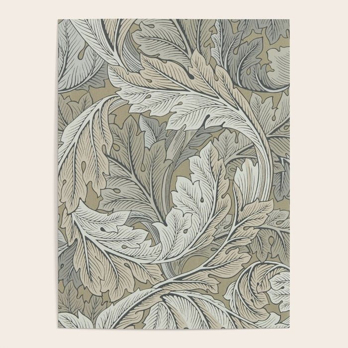 William Morris Acanthus Leaves Manilla Stone Vintage Pattern Poster Gallery Image 4
