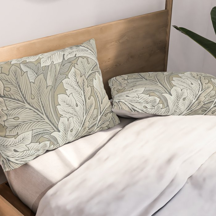 William Morris Acanthus Leaves Manilla Stone Vintage Pattern Pillow Sham Gallery Image 2