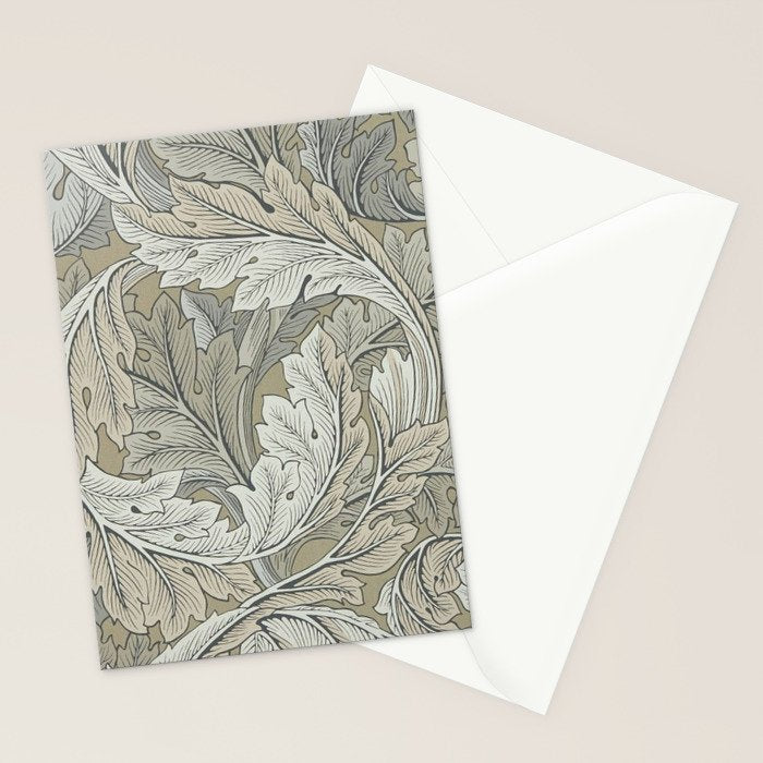William Morris Acanthus Leaves Manilla Stone Vintage Pattern Stationery Card Gallery Image 2