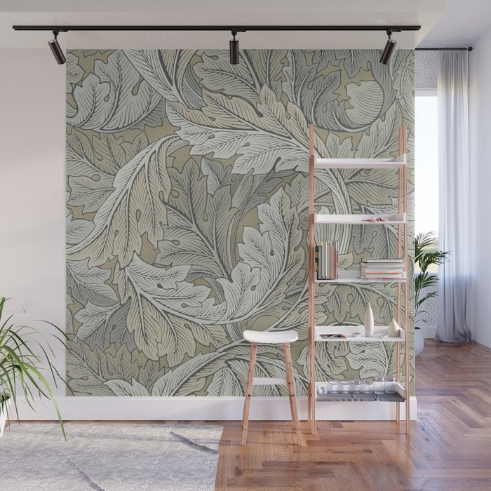 William Morris Acanthus Leaves Manilla Stone Vintage Pattern Wall Mural Gallery Image 1