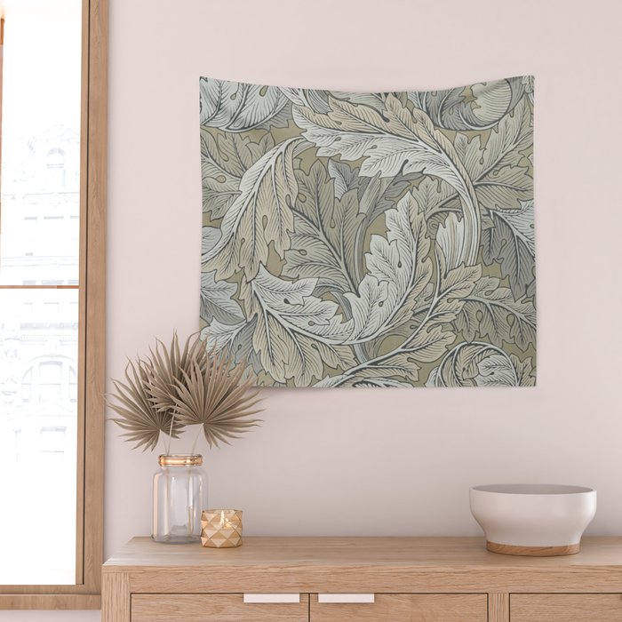 William Morris Acanthus Leaves Manilla Stone Vintage Pattern Wall Tapestry Gallery Image 2