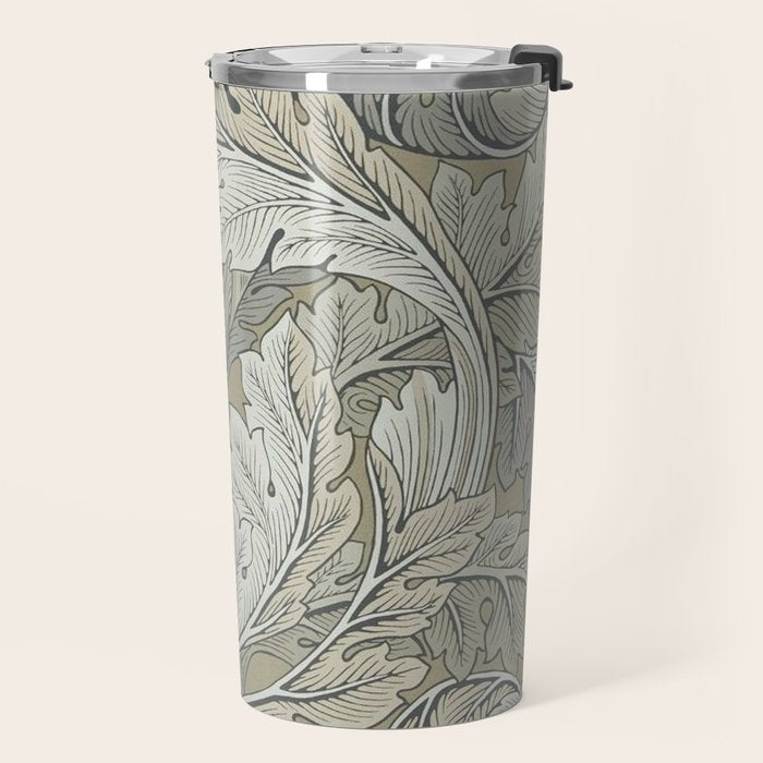 William Morris Acanthus Leaves Manilla Stone Vintage Pattern Travel Mug Gallery Image 2