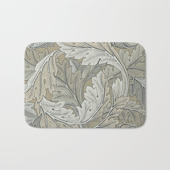 William Morris Acanthus Leaves Manilla Stone Vintage Pattern Bath Mat Gallery Image 1