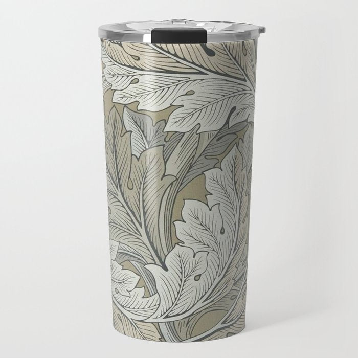 William Morris Acanthus Leaves Manilla Stone Vintage Pattern Travel Mug Gallery Image 1