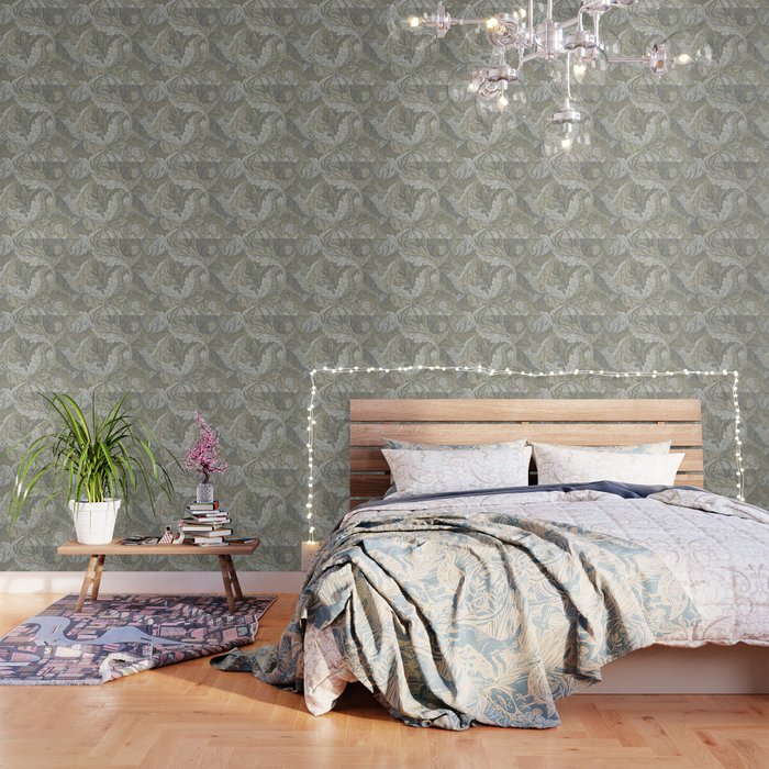 William Morris Acanthus Leaves Manilla Stone Vintage Pattern Wallpaper Gallery Image 3