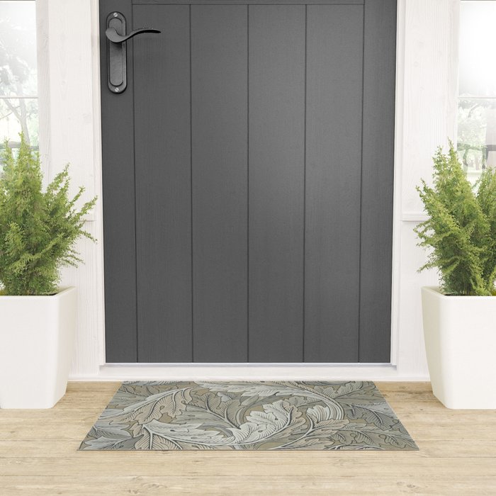 William Morris Acanthus Leaves Manilla Stone Vintage Pattern Welcome Mat Gallery Image 3