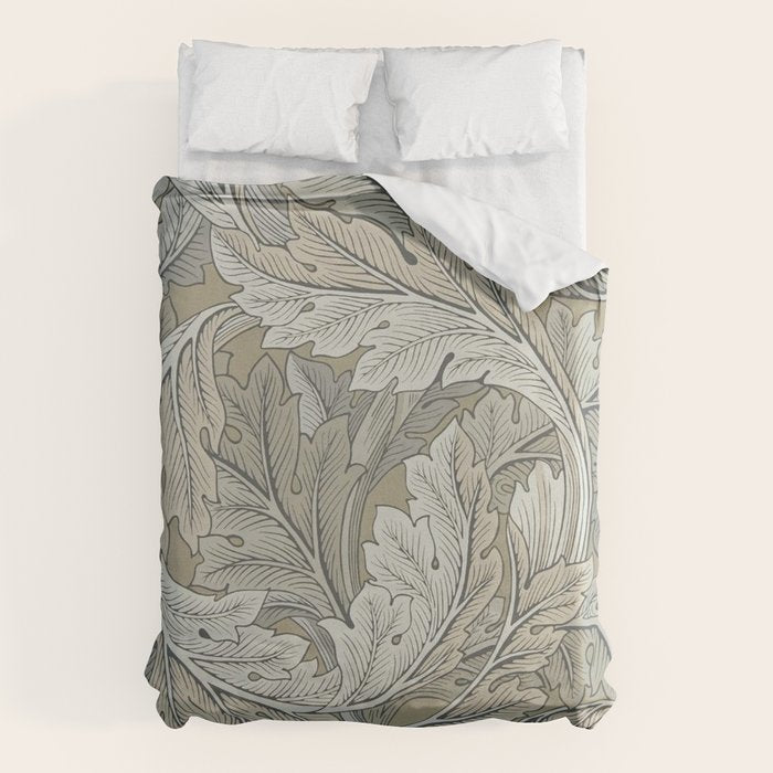 William Morris Acanthus Leaves Manilla Stone Vintage Pattern Duvet Cover Gallery Image 1