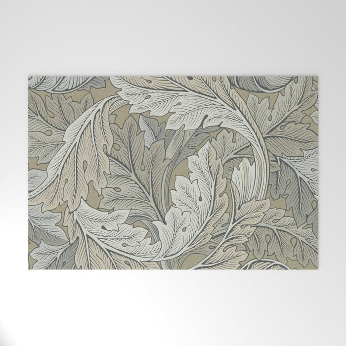 William Morris Acanthus Leaves Manilla Stone Vintage Pattern Welcome Mat Gallery Image 1