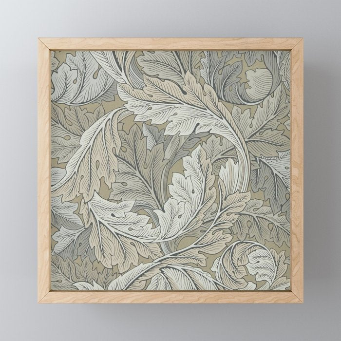 William Morris Acanthus Leaves Manilla Stone Vintage Pattern Mini Art Print Gallery Image 1