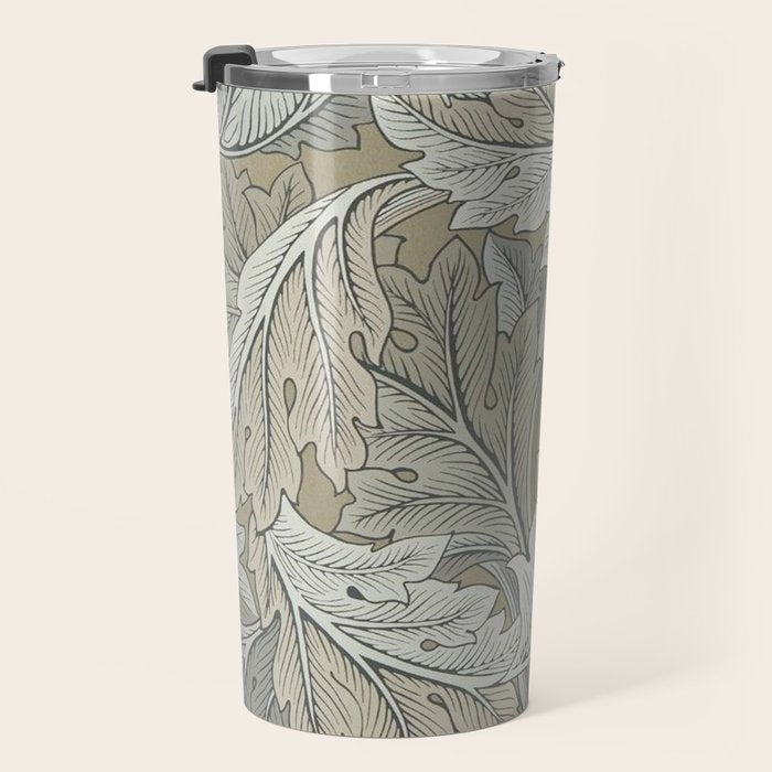 William Morris Acanthus Leaves Manilla Stone Vintage Pattern Travel Mug Gallery Image 3
