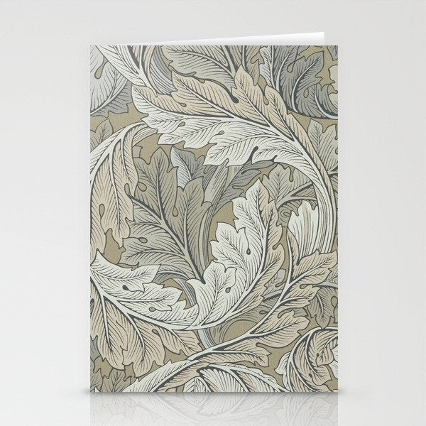William Morris Acanthus Leaves Manilla Stone Vintage Pattern Stationery Card Gallery Image 1